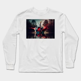 Commercial Guitar Art With Water Splashing In The Forest Long Sleeve T-Shirt